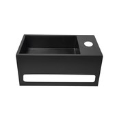 Fontein Toilet - Toiletmeubel WC Solid Surface 36x16cm - Mat Zwart Links