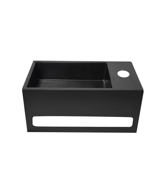 Fontein Toilet - Toiletmeubel WC Solid Surface 36x16cm - Mat Zwart Links