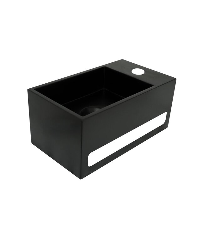 Fontein Toilet - Toiletmeubel WC Solid Surface 36x16cm - Mat Zwart Links