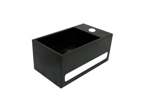 Fontein Toilet - Toiletmeubel WC Solid Surface 36x16cm - Mat Zwart Links