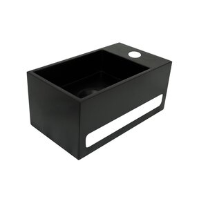 Fontein Toilet - Toiletmeubel WC Solid Surface 36x16cm - Mat Zwart Links