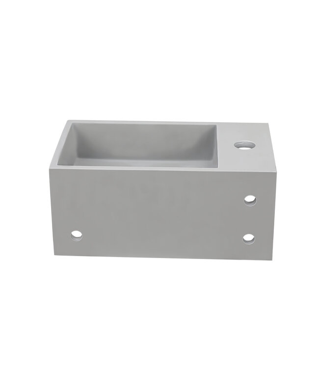 Fontein Toilet - Toiletmeubel WC Solid Surface 36x16cm - Betonlook Rechts