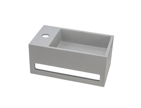 Fontein Toilet - Toiletmeubel WC Solid Surface 36x16cm - Betonlook Rechts