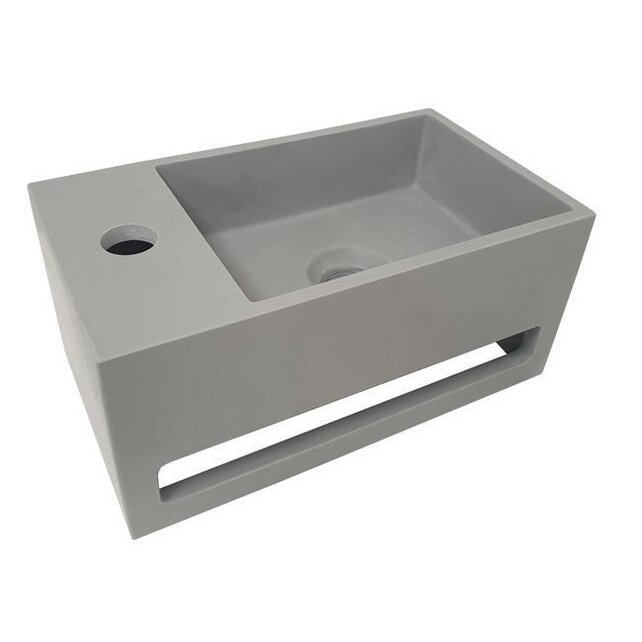 Fontein Toilet - Toiletmeubel WC Solid Surface 36x16cm - Betonlook Rechts Fontein Toilet - Toiletmeubel WC Solid Surface 36x16cm - Betonlook Rechts