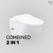 Creavit Toiletset met Bidet Koud Wit - Randloos Hangtoilet Creavit FE322 met geïntegreerd bidetkraan koud + Inbouwreservoir en drukplaat
