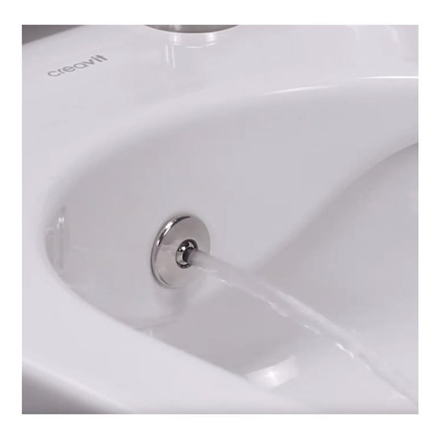 Creavit Toiletset met Bidet Koud Wit - Randloos Hangtoilet Creavit FE322 met geïntegreerd bidetkraan koud + Inbouwreservoir en drukplaat