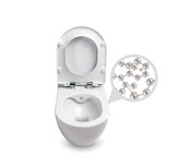 Creavit Toiletset met Bidet Koud Wit - Randloos Hangtoilet Creavit FE322 met geïntegreerd bidetkraan koud + Inbouwreservoir en drukplaat