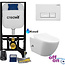 Creavit Toiletset met Bidet Koud Wit - Randloos Hangtoilet Creavit FE322 met geïntegreerd bidetkraan koud + Inbouwreservoir en drukplaat