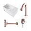 Fonteinset Yano Solid Surface Rechts 36x20x16cm Toiletkraan Clickwaste Sifon Koper