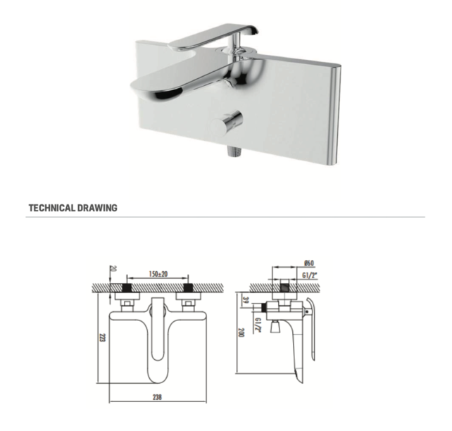 Opbouw badkraan Creavit Bloom Wit - Chroom Bad/Douchemengkraan