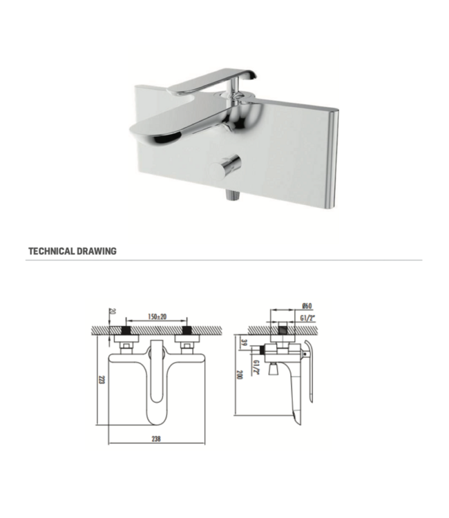 Opbouw badkraan Creavit Bloom Wit - Chroom Bad/Douchemengkraan