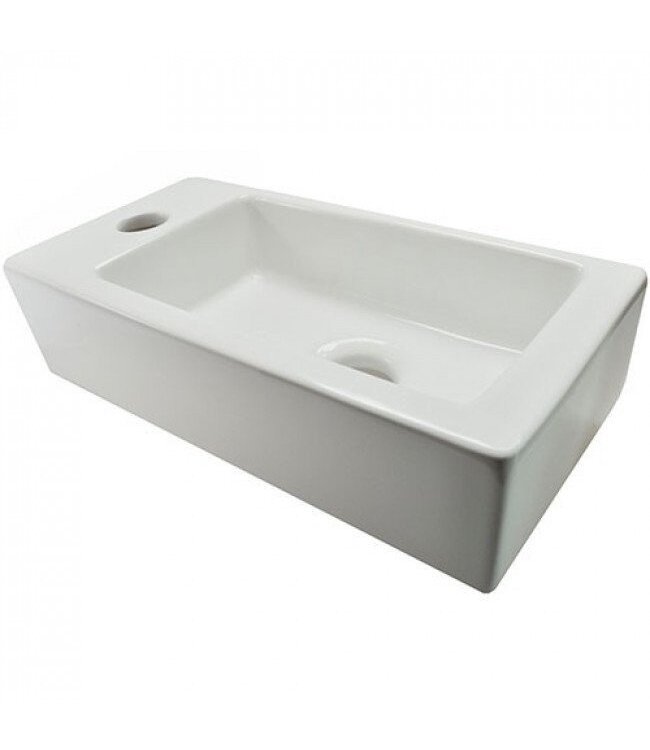 Fonteinset Rhea Rechthoek Rechts 36.5x18x9cm Toiletkraan Clickwaste Sifon Koper