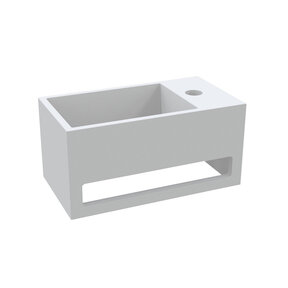 Fontein Toilet - Toiletmeubel Wc Solid Surface - Mat Wit Rechts 36x16 cm