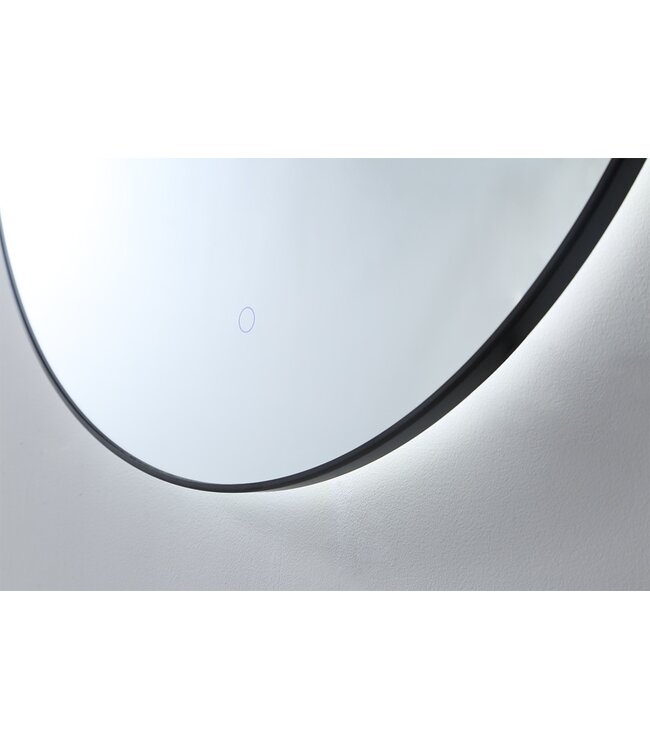 Badkamerspiegel Cleo Rond Zwart 60x60cm Dimbaar Geintegreerde LED Verlichting 3 kleur instelbaar Touch Schakelaar