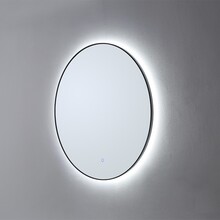 Badkamerspiegel Cleo Lux Rond Zwart 60x60cm Dimbaar Geintegreerde LED Verlichting 3 kleur instelbaar Touch Schakelaar spiegelverwarming