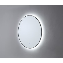 Badkamerspiegel Cleo Lux Rond Zwart 60x60cm Dimbaar Geintegreerde LED Verlichting 3 kleur instelbaar Touch Schakelaar spiegelverwarming