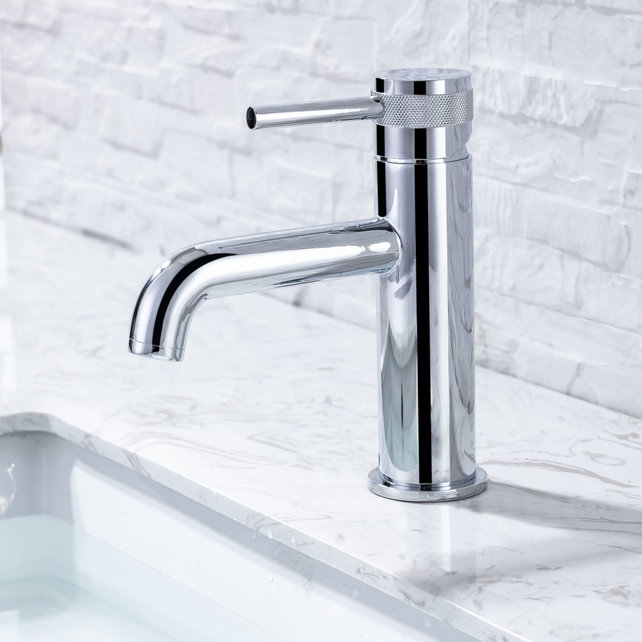 Wastafelkraan Amore Opbouw Laag Rond Chroom 1 Greeps