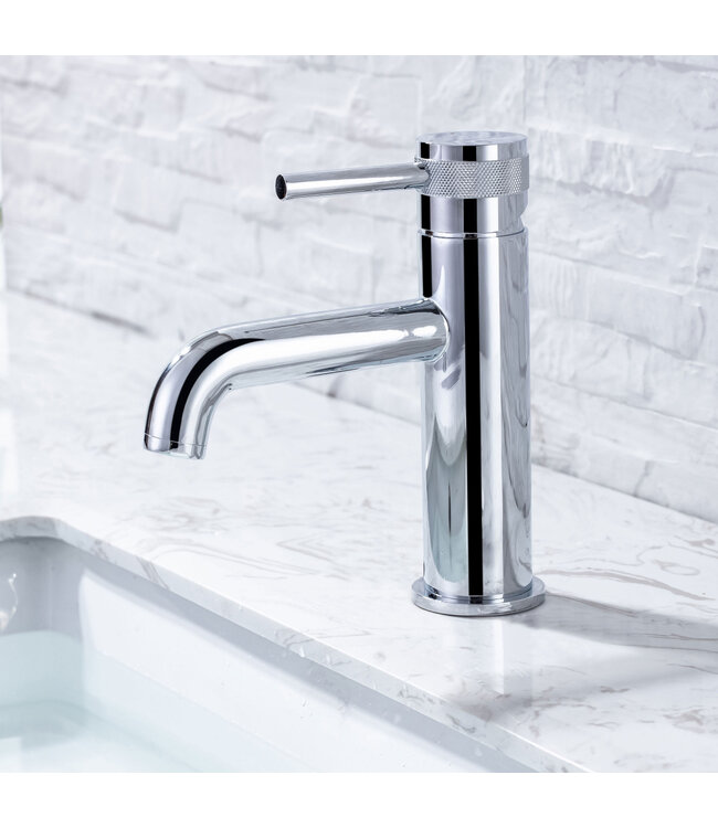 Wastafelkraan Amore Opbouw Laag Rond Chroom 1 Greeps