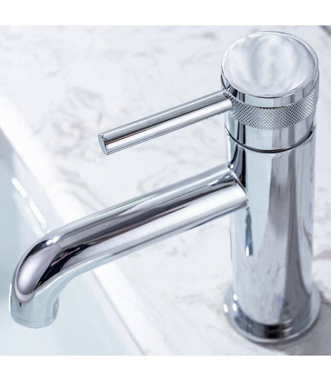 Wastafelkraan Amore Opbouw Laag Rond Chroom 1 Greeps