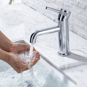 Wastafelkraan Amore Opbouw Laag Rond Chroom 1 Greeps