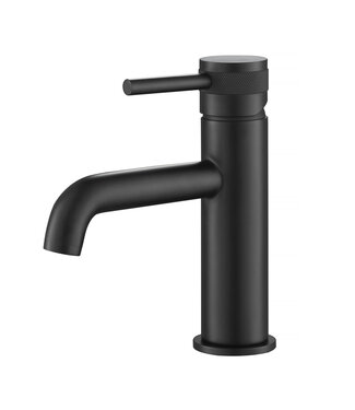 SANETTI Wastafelkraan Amore Opbouw Laag Rond Mat Zwart 1 Greeps