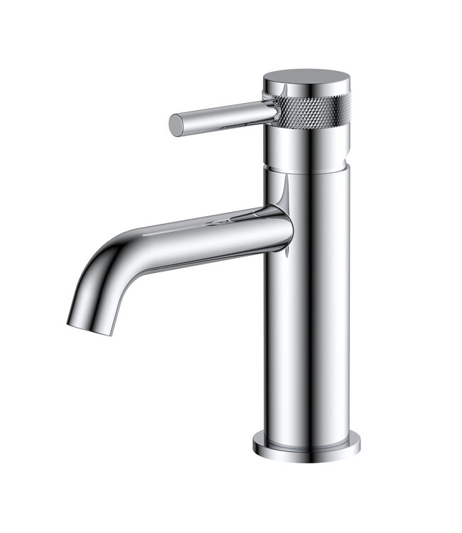 Wastafelkraan Amore Opbouw Laag Rond Mat Zwart 1 Greeps