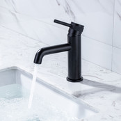 Wastafelkraan Amore Opbouw Laag Rond Mat Zwart 1 Greeps