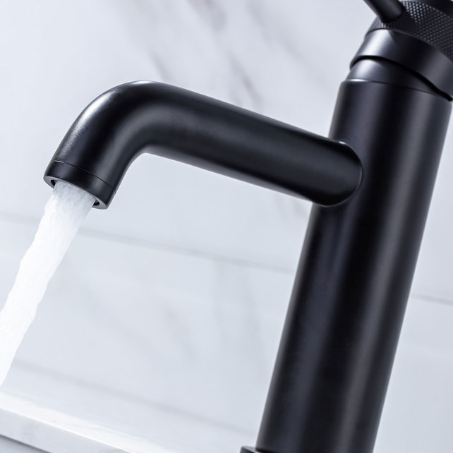 Wastafelkraan Amore Opbouw Laag Rond Mat Zwart 1 Greeps