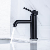 Wastafelkraan Amore Opbouw Laag Rond Mat Zwart 1 Greeps