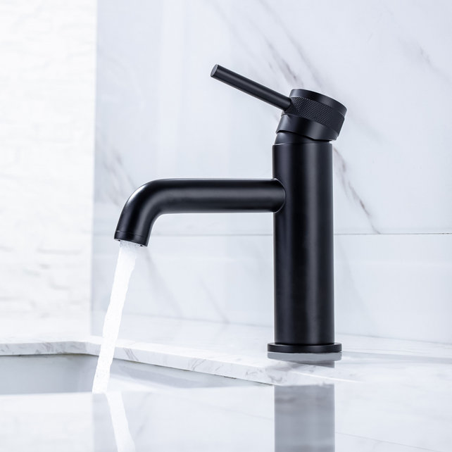 Wastafelkraan Amore Opbouw Laag Rond Mat Zwart 1 Greeps