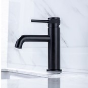 Wastafelkraan Amore Opbouw Laag Rond Mat Zwart 1 Greeps