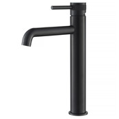 Wastafelkraan Amore Opbouw Hoog Rond Mat Zwart 1 Greeps