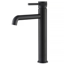 Wastafelkraan Amore Opbouw Hoog Rond Mat Zwart 1 Greeps