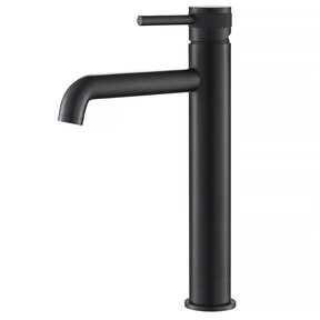 Wastafelkraan Amore Opbouw Hoog Rond Mat Zwart 1 Greeps