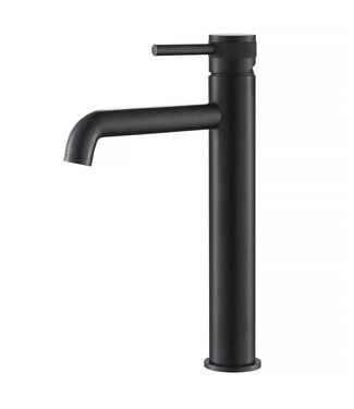 SANETTI Wastafelkraan Amore Opbouw Hoog Rond Mat Zwart 1 Greeps