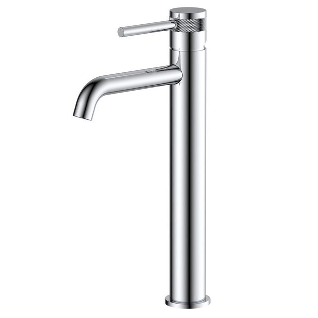 Wastafelkraan Amore Opbouw Hoog Rond Mat Zwart 1 Greeps