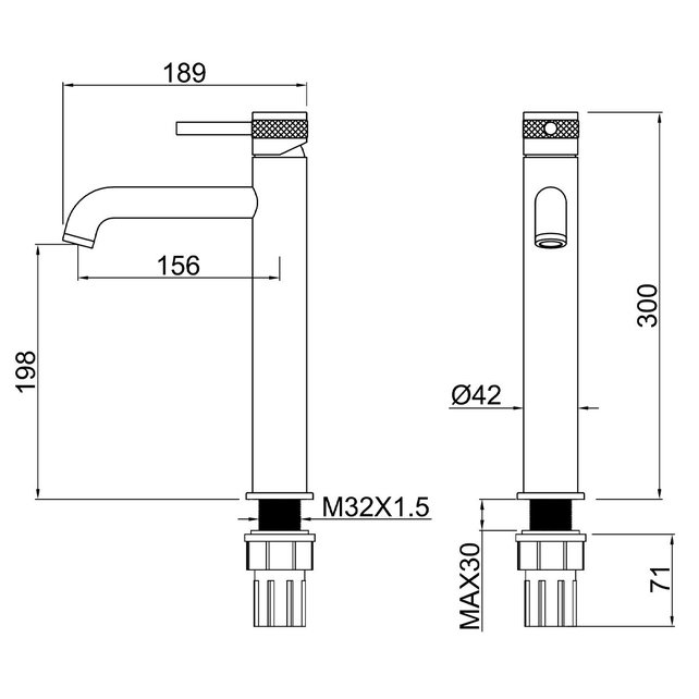 Wastafelkraan Amore Opbouw Hoog Rond Mat Zwart 1 Greeps