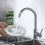 Keukenkraan Amore Mengkraan Rond Chroom Messing Eengreeps Draaibaar Uitloop