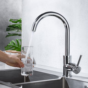 Keukenkraan Amore Mengkraan Rond Chroom Messing Eengreeps Draaibaar Uitloop