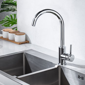 Keukenkraan Amore Mengkraan Rond Chroom Messing Eengreeps Draaibaar Uitloop