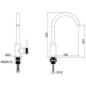 Keukenkraan Amore Mengkraan Rond Mat Zwart Messing Eengreeps Draaibaar Uitloop Keukenkraan Amore Mengkraan Rond Mat Zwart Messing Eengreeps Draaibaar Uitloop