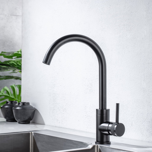Keukenkraan Amore Mengkraan Rond Mat Zwart Messing Eengreeps Draaibaar Uitloop Keukenkraan Amore Mengkraan Rond Mat Zwart Messing Eengreeps Draaibaar Uitloop