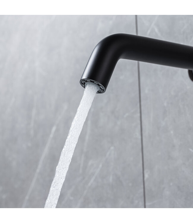 Wastafelkraan Amore Inbouw Mat Zwart Mengkraan Rond 1 Greeps