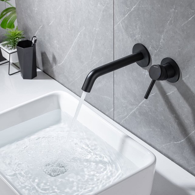 Wastafelkraan Amore Inbouw Mat Zwart Mengkraan Rond 1 Greeps