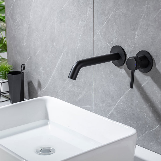 Wastafelkraan Amore Inbouw Mat Zwart Mengkraan Rond 1 Greeps