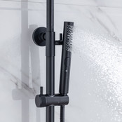 Regendoucheset Amore Opbouw Rond Mat Zwart Thermostaatkraan Glijstang Hoofddouche en Staafhanddouche