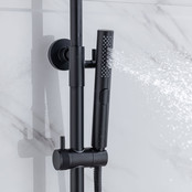 Regendoucheset Amore Opbouw Rond Mat Zwart Thermostaatkraan Glijstang Hoofddouche en Staafhanddouche