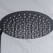 Regendoucheset Amore Opbouw Rond Mat Zwart Thermostaatkraan Glijstang Hoofddouche en Staafhanddouche