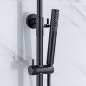 Regendoucheset Amore Opbouw Rond Mat Zwart Thermostaatkraan Glijstang Hoofddouche en Staafhanddouche