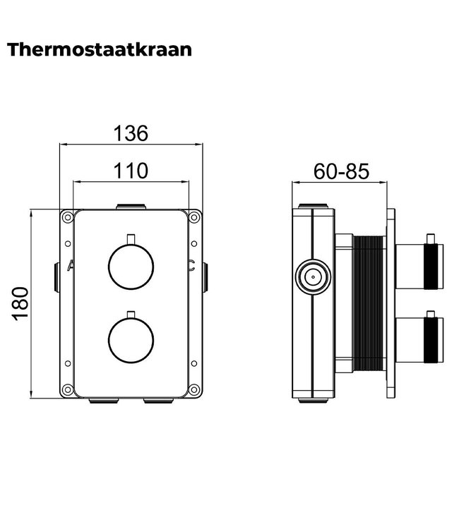 Regendoucheset Inbouw Muur Amore 25cm Rond Glans Chroom met Thermostaatkraan Hoofddouche en Staafhanddouche